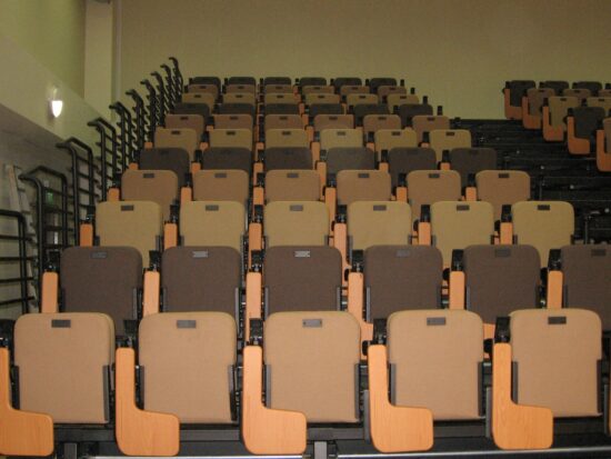 Studio T seats with writing tables installed