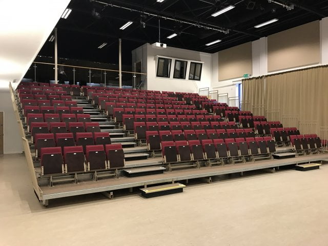 Retractable seating in the open position